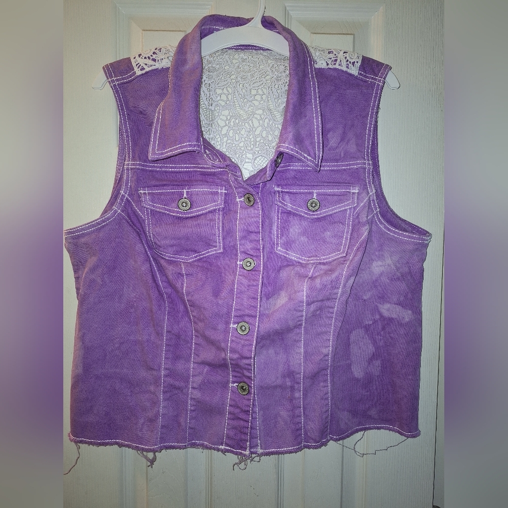 Maurices Purple Jean Jacket Vest